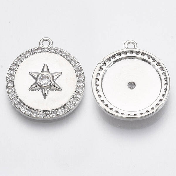 Brass Micro Pave Cubic Zirconia Pendants