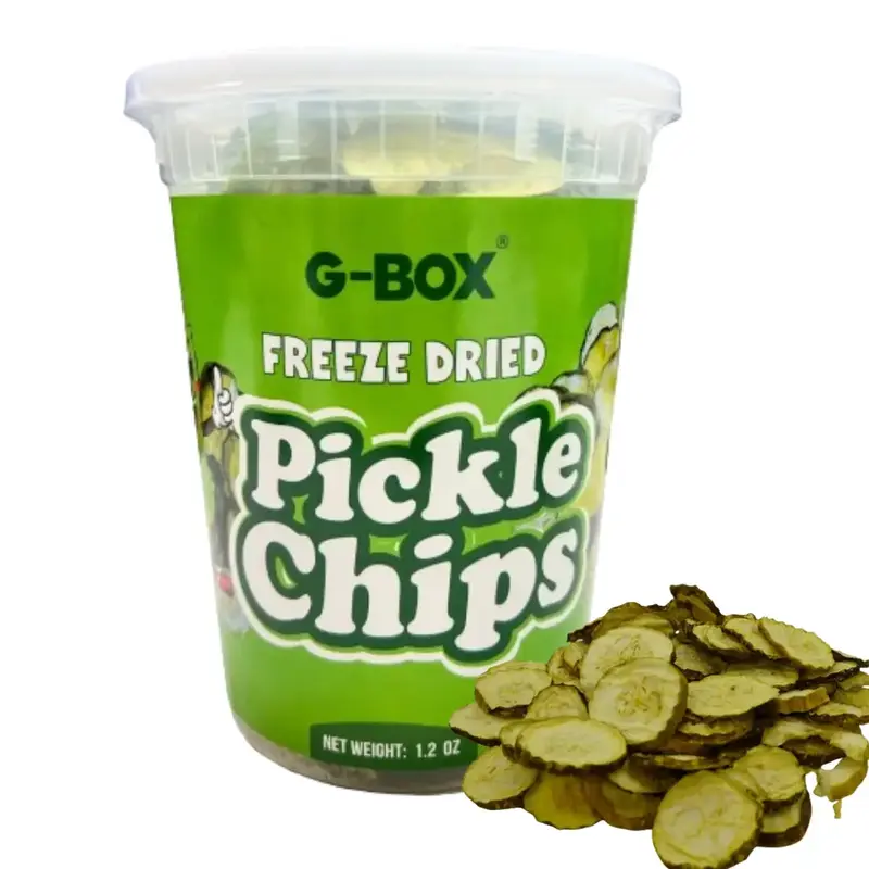 G-BOX Freeze Dried Pickles Chips in Air-tight Sealed Container Pickled Snacks Veggie Tangy Crunchy