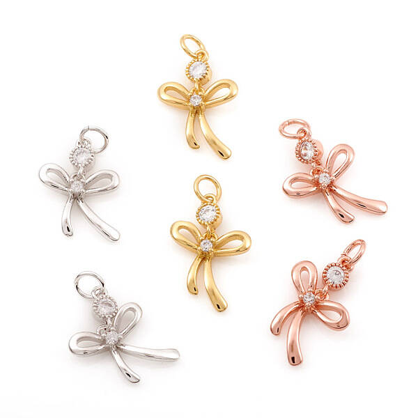 Brass Micro Pave Cubic Zirconia Pendants