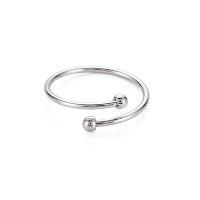 Non-Tarnish 304 Stainless Steel Double Beaded Thin Open Cuff Rings