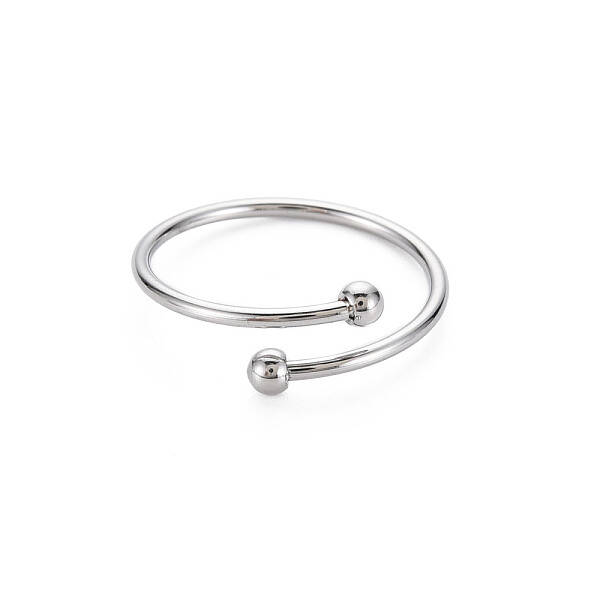 Non-Tarnish 304 Stainless Steel Double Beaded Thin Open Cuff Rings
