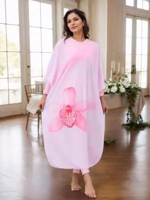 Women's Floral Print & Plain Long Sleeve Swimsuit Set, Modest Casual Swimwear Set for Beach Holiday Vacation, Ladies Swimsuit...