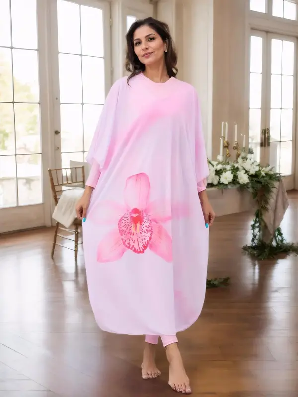 Women's Floral Print & Plain Long Sleeve Swimsuit Set, Modest Casual Swimwear Set for Beach Holiday Vacation, Ladies Swimsuit...