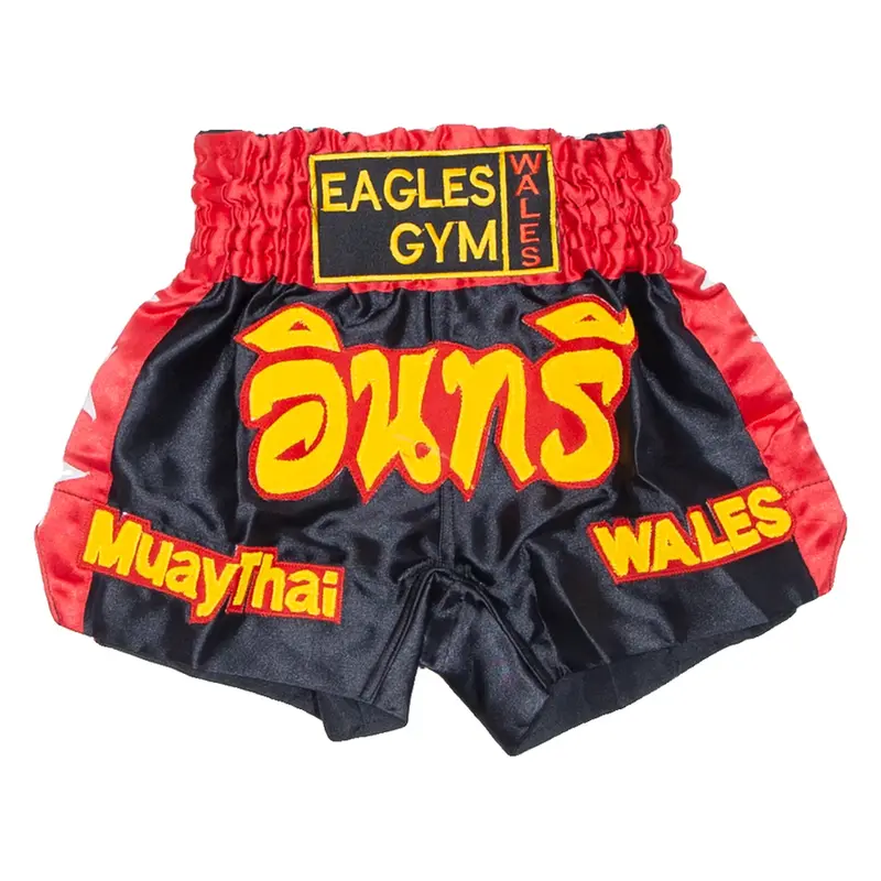 EAGLES GYM WALES Thai Boxing Mens Sports Shorts Red Relaxed S W20
