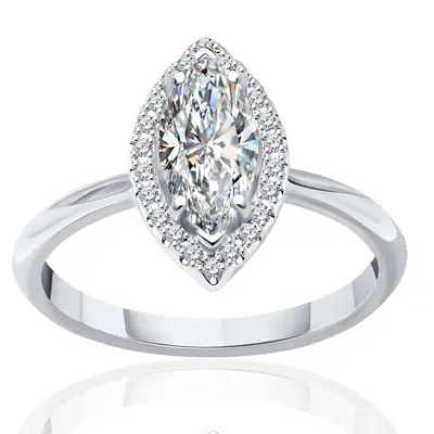 10K White Gold 2CT Marquise Cut Moissanite Engagement Ring
