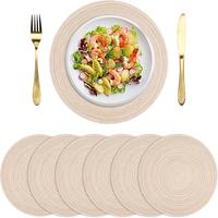 Round Placemat, 6 Counts/set Braided Placemat, Woven Table Placemat, Decorative Placemat for Home Dining Table Holiday Party...