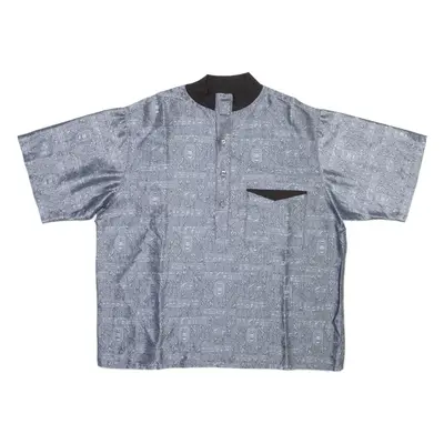 Mens Shirt Grey Silk Crazy Pattern L