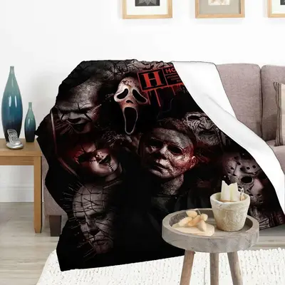 Horror Movie Blanket Classic Horror Theme Horror Movie Character Throw Blanket for Adults Soft Cozy Blanket for Couch Sofa Be...