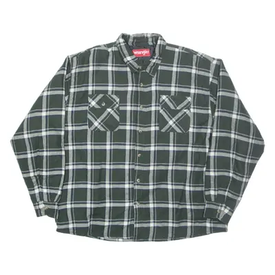 WRANGLER Mens Shirt Green Check Long Sleeve 2XL