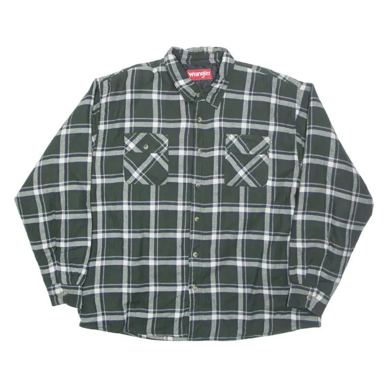WRANGLER Mens Shirt Green Check Long Sleeve 2XL