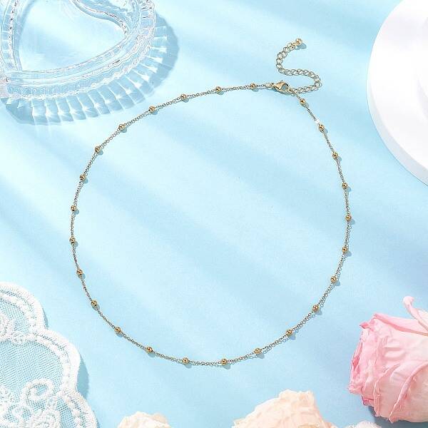 304 Stainless Steel Ball Cable Chain Necklaces