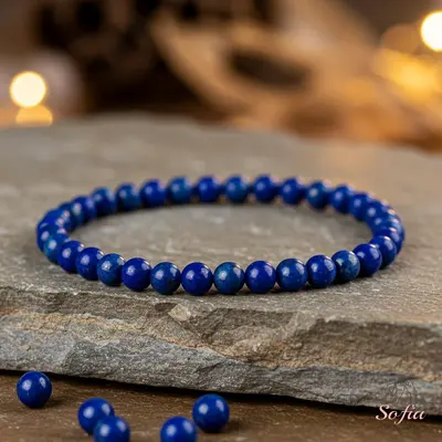 Blue Friendship Bracelet Lapis Lazuli Stone Beaded Bracelet Lapis Gemstone Stretch Healing Bracelet Boho Style Gift for her, ...