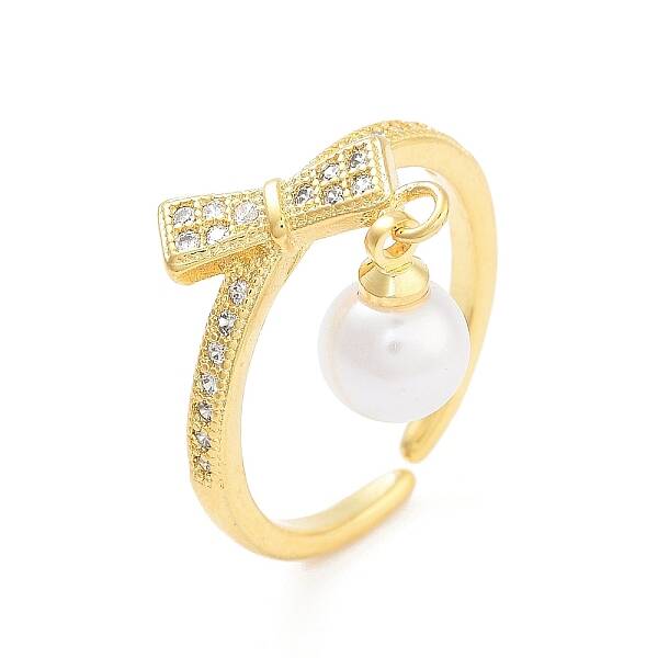 Bowknot Brass Clear Cubic Zirconia Open Cuff Rings