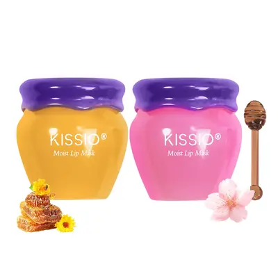 KISSIO Lip Mask,Honey and Sakura Lip Mask Set,Repair Lips Day and Night,Plant Extract,Lip Mask Overnight,Hydrating Lip Balm(2...