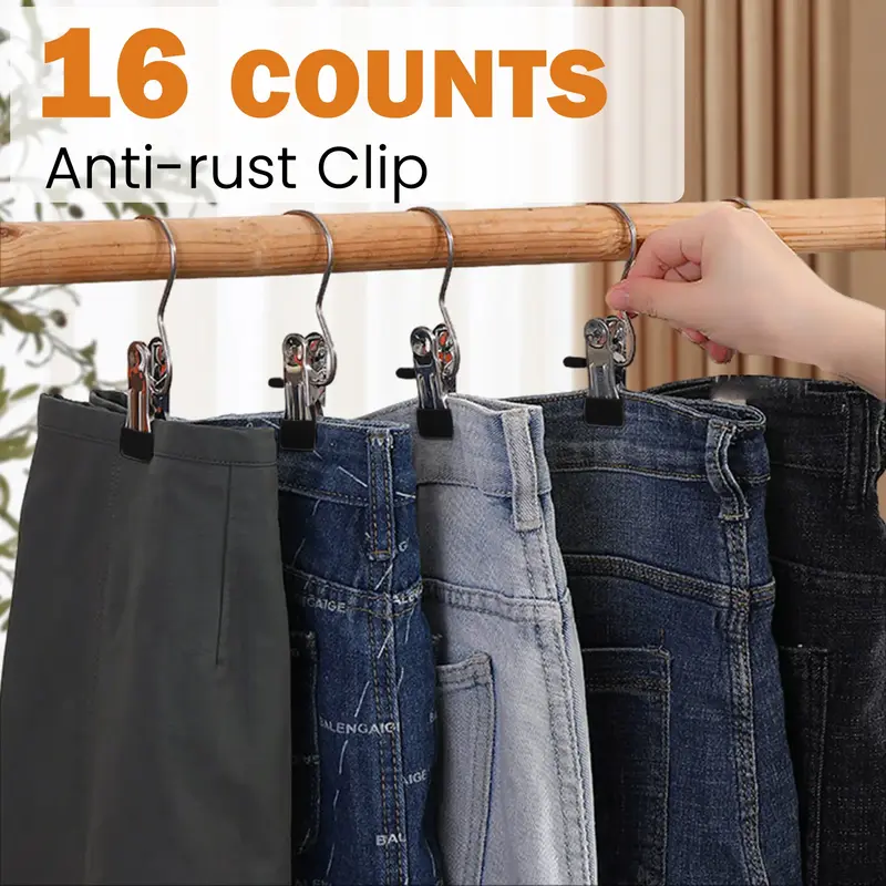16 Counts Boot Hangers for Closet, Premium Anti-Rust Metal Hanging Hook Clips, Multi Function Clips for Home and Travel, Clot...