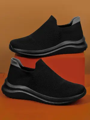 Summer Plain Low Top Slip on Sneakers, Casual Comfortable Sports Shoes for Daily Life, Breathable Non-slip Sneakers, Men's Sn...