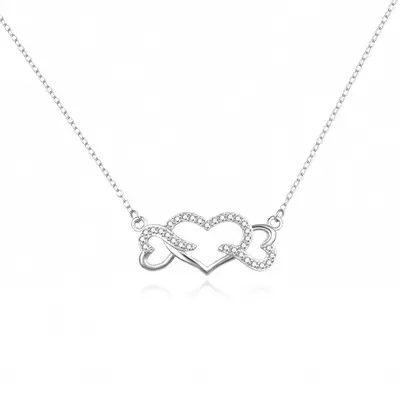 Agato Delicate silver necklace with hearts AGS1569/47