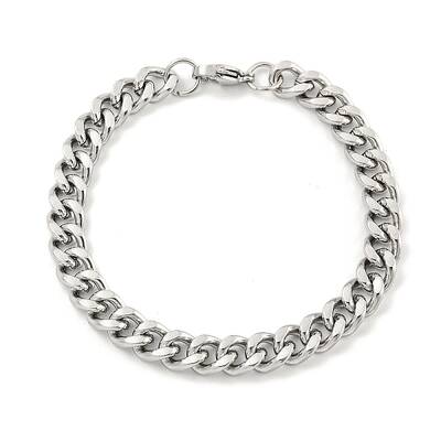 Non-Tarnish 201 Stainless Steel Cuban Link Chain Bracelets for Women and Men