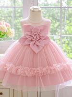Baby Girl's Flower Decor Ruffle Trim Sweater Dress, Cute Long Sleeve Round Neck Knit Dress for Party Photography Anniversary,...