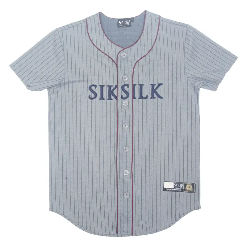 SIK SILK Messi Button Up Mens Jersey Grey Button Neck L