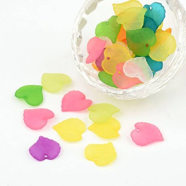 Mixed Transparent Forsted Leaf Acrylic Charms
