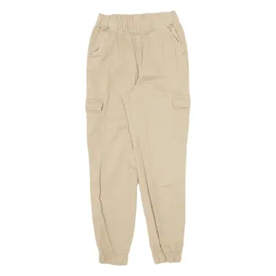 H&M DIVIDED Cargo Trousers Beige Relaxed Tapered Womens W24 L27