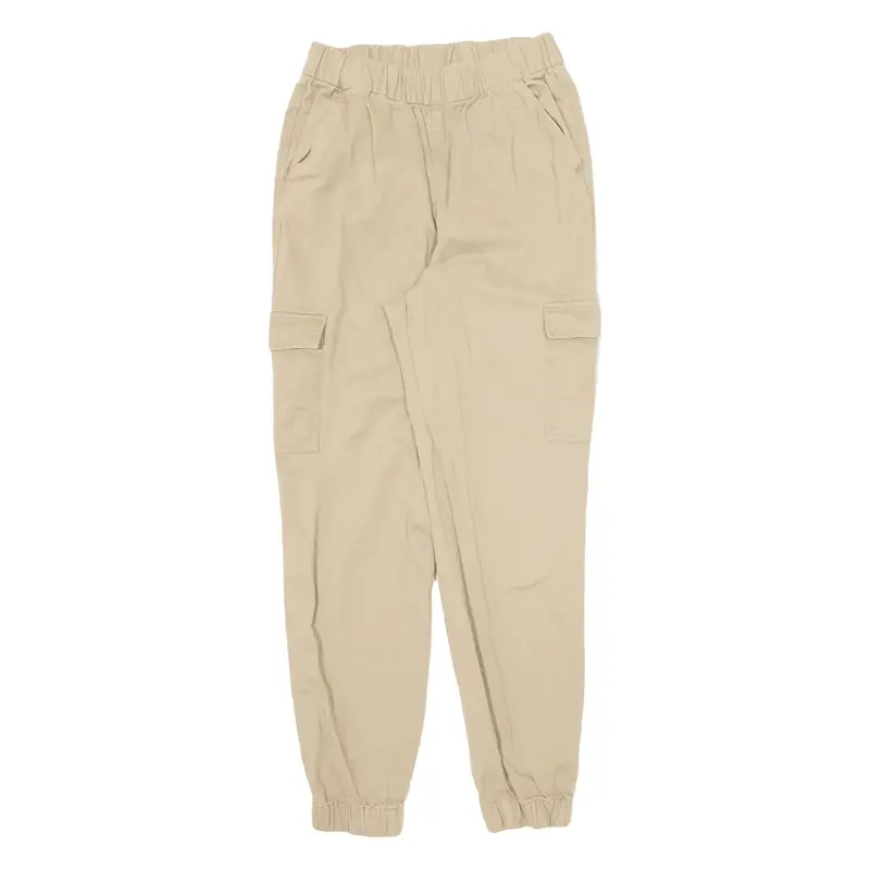 H&M DIVIDED Cargo Trousers Beige Relaxed Tapered Womens W24 L27