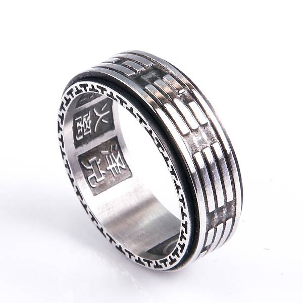 Yin-yang Taiji Stainless Steel Rotating Finger Ring