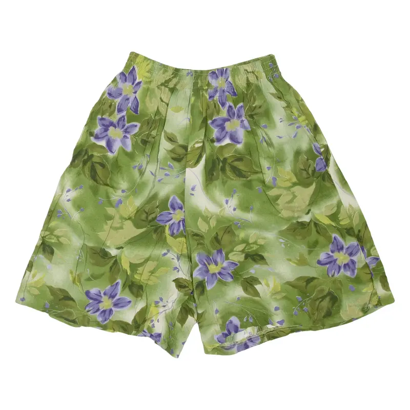 CARIBOU Womens Casual Shorts Green Relaxed 90s Floral M W22