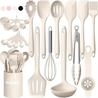 Silicone Kitchen Cooking Utensils Set, 22Pcs Heat Resistant Kitchen Utensils, Spatula, Spoon, Whisk, Dishwasher Safe Kitchen ...