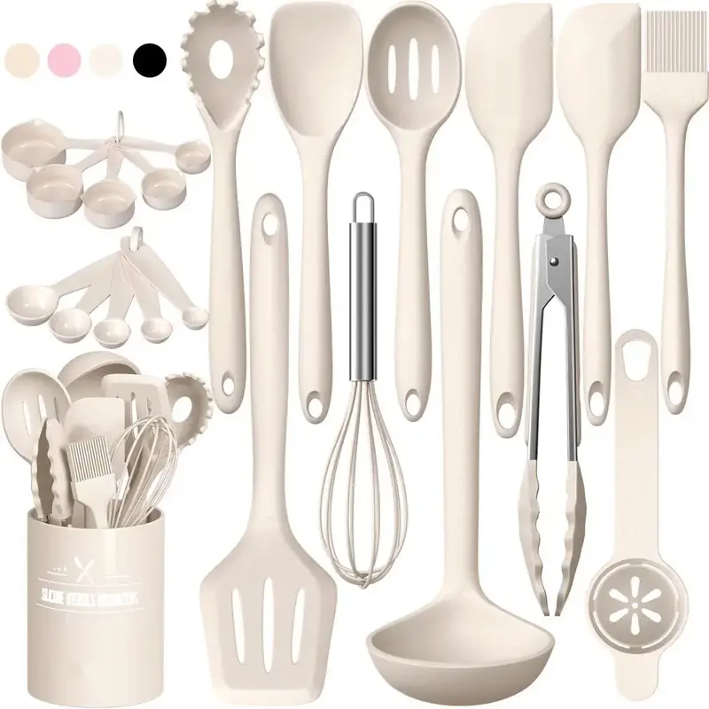 Silicone Kitchen Cooking Utensils Set, 22Pcs Heat Resistant Kitchen Utensils, Spatula, Spoon, Whisk, Dishwasher Safe Kitchen ...