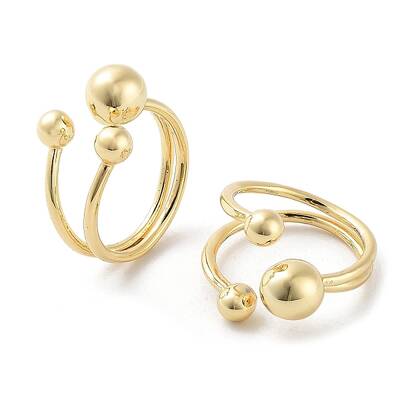 Round Ball Brass Open Cuff Rings for Women