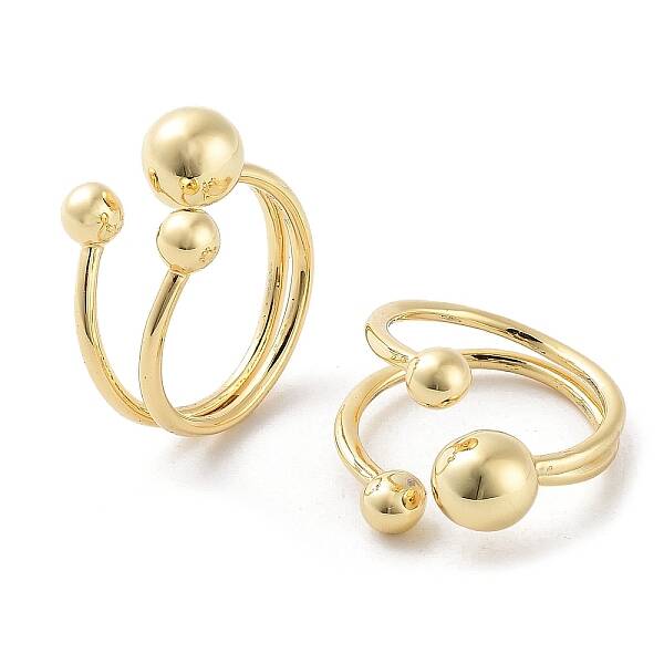Round Ball Brass Open Cuff Rings for Women