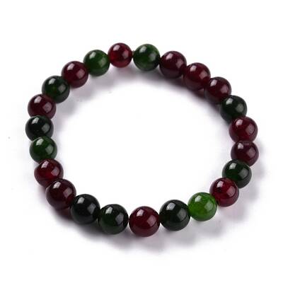 Dyed Natural Jade Beads Stretch Bracelets