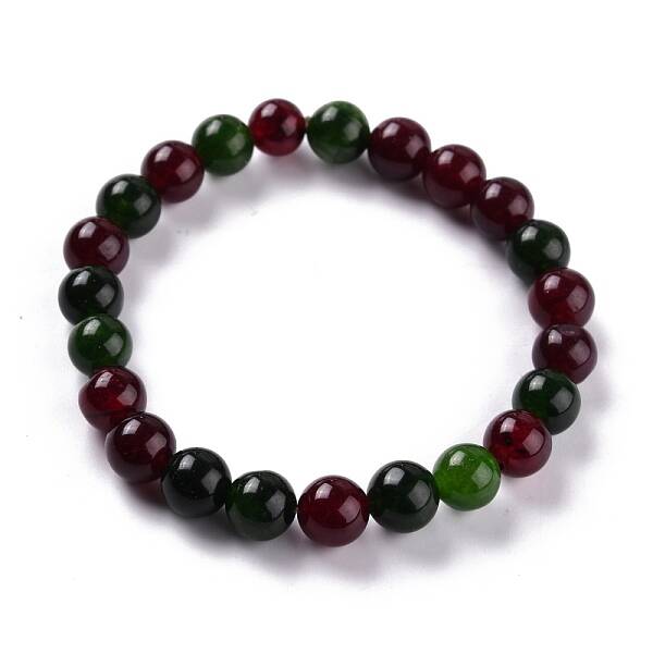Dyed Natural Jade Beads Stretch Bracelets