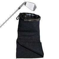 Black Towel Pro Club Scrub - Golf Club and Golf Ball Cleaning Bag, Waterproof Liner, Detachable Clip, Cleans Club Grooves, Dr...