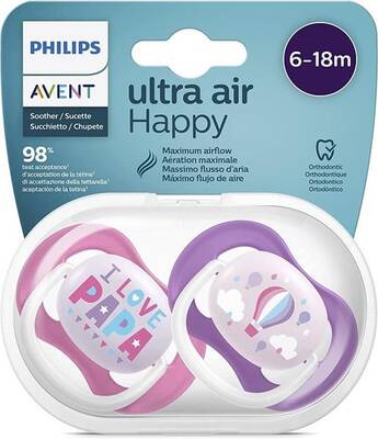 Avent Lollipop Ultra Air Happy 6-18 months Love & Hot Air Balloon x2