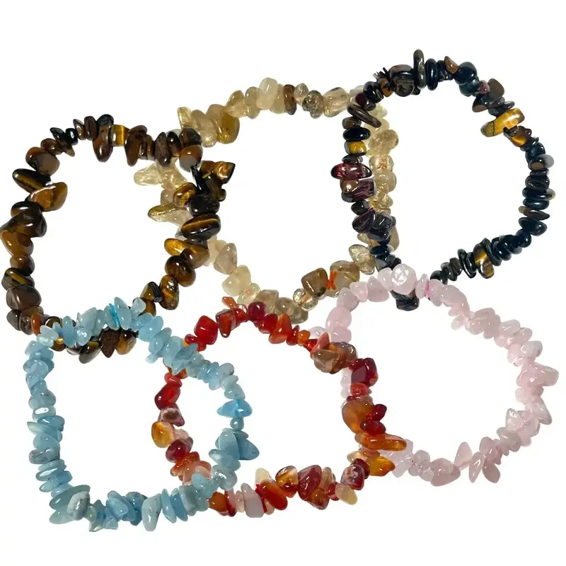 Rutile Quartz Chip Bracelet | Crystal Chip Bracelet | Natural Crystal | Genuine Crystals