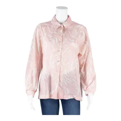 ALFRED DUNNER Mesh Blouse Pink Collared Crazy Pattern Long Sleeve Womens M