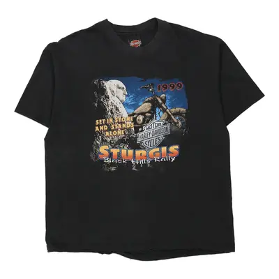 1999 Sturgis South Dakota Harley Davidson Graphic T-Shirt - XL Black Cotton