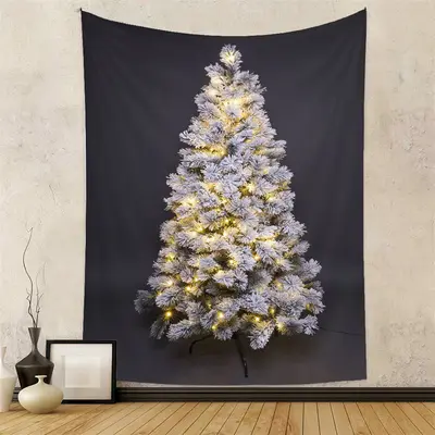 Sparkle Snowy Christmas Tree Tapestry Wall Hanging - Aperturee