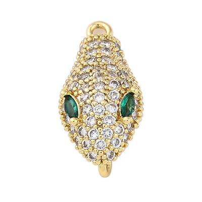 Brass Clear & Green Cubic Zirconia Connector Charms
