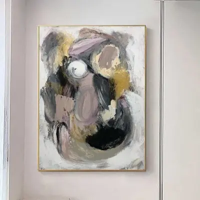 Large Abstract Grey Painting on Canvas 2nd Anniversary Gift 40x30 Brown Abstract Artwork Minimal Abstract Art Huge Wall Art W...