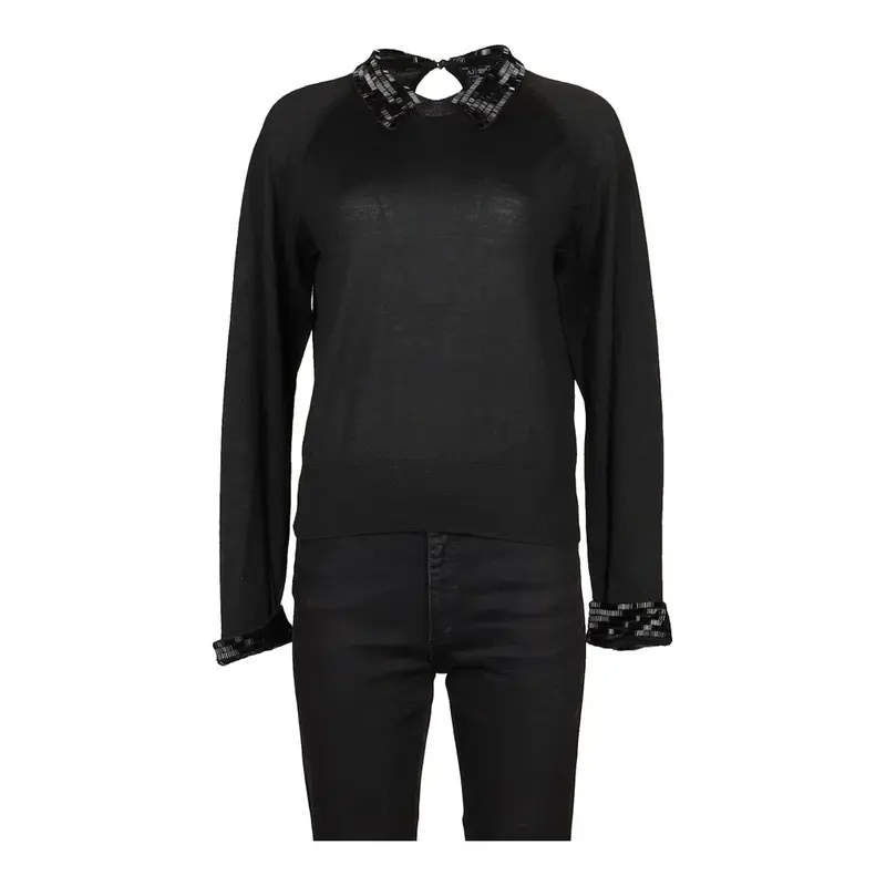Armani Jeans Collared Jumper - Medium Black Cotton Blend