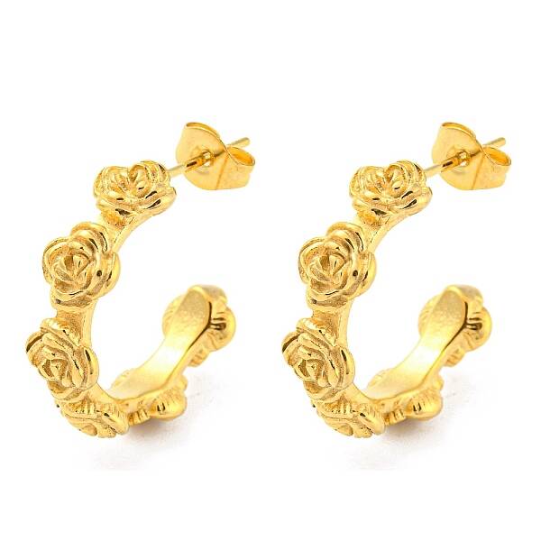 Ion Plating(IP) 304 Stainless Steel Flower Stud Earrings