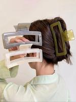 3pcs Women's Simple Style Square Shaped Hair Claws, Trendy Casual Solid Color Hair Claws, Fashionable Hair Accessories for Wo...