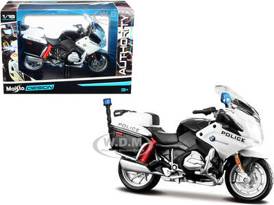BMW R1200RT U.S. Police White Authority Police Motorcycles Series with Plastic Display Stand 1/18 Diecast Motorcycle Model by...