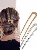 Metal U-shaped Hair Pin, Elegant Hair Accessories for Women & Girls, Minimalist Headwear Suitable for Thick Hair, Fashion Hai...