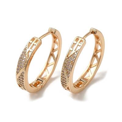 Brass Micro Pave Cubic Zirconia Hoop Earrings