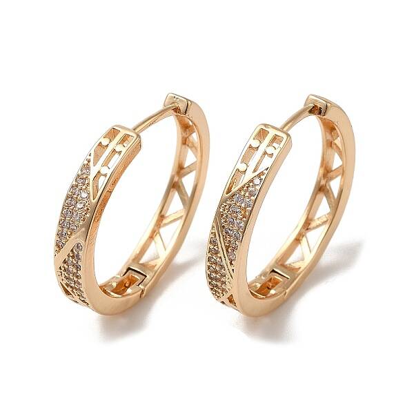 Brass Micro Pave Cubic Zirconia Hoop Earrings